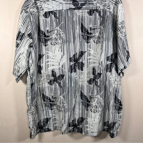 2x HAVANA NINES BLACK WHITE BUTTON FRONT SHIRT SHORT SLEEVE LINEN VACATION - Picture 10 of 10